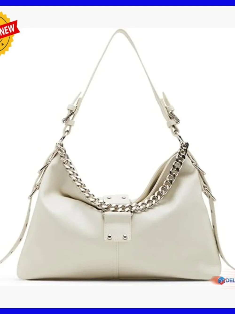 Vegan Leather Hobo Bag with Adjustable Strap and Interior Pocket